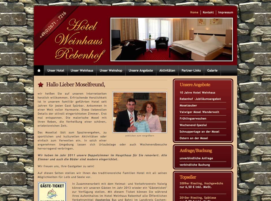 Responsive Webdesign | Webdesign Lohmann - Gästehaus Mosel Rebenhof - Valwig / Mosel