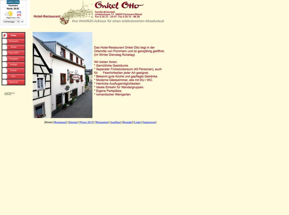 Responsive Webdesign - Restaurant/Hotel Onkel Otto Pommern/Mosel