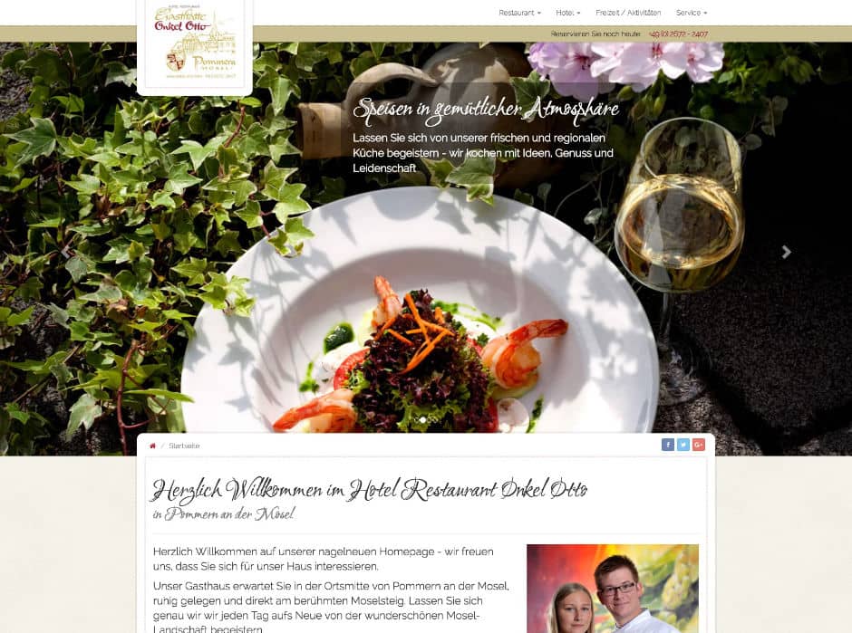 Responsive Webdesign - Restaurant/Hotel Onkel Otto Pommern/Mosel